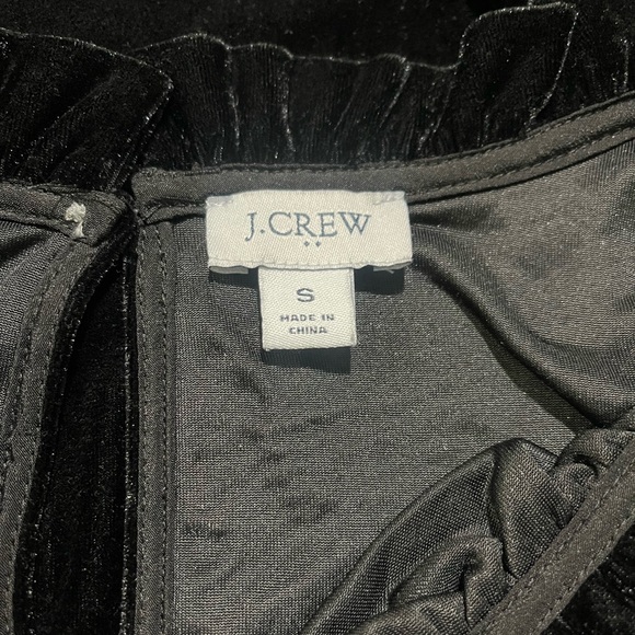 J.Crew Black Velvety Sleeveless Ruffle Neck Top with Bow Accent Sz Small - Picture 8 of 9